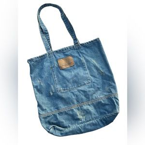 American Eagle Outfitters Denim Jean Graphic Pocket Tote Bag